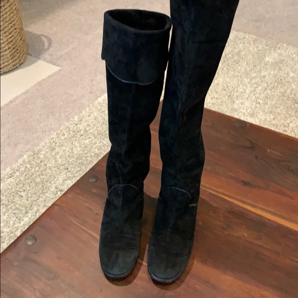 YSL vintage over the knee boots black suede boots.